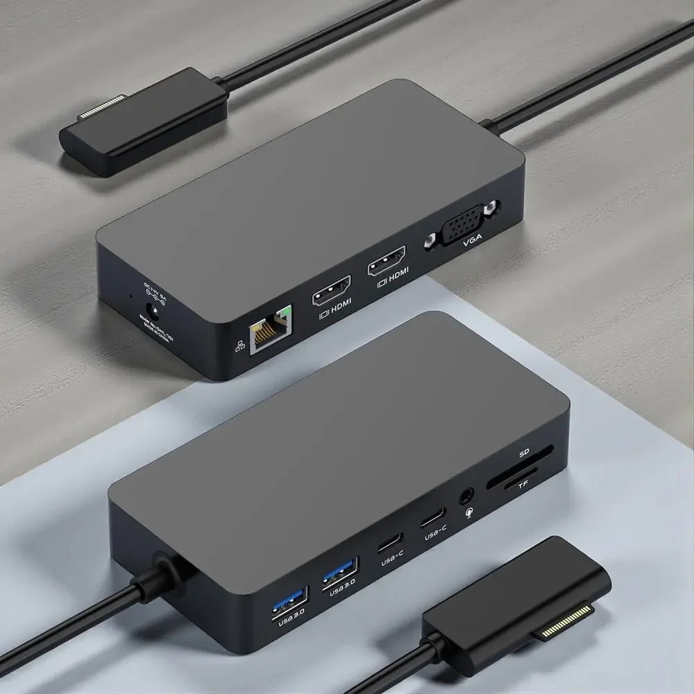 Surface Docking Station Dual HDMI VGA Ethernet USB 3.0 SD for Pro Go Book